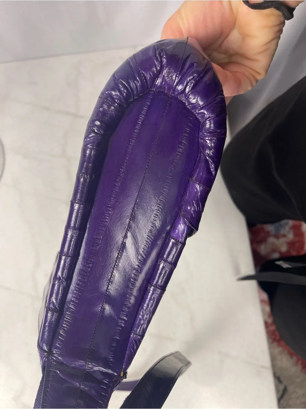 Purple Leather Crossbody Bag - Women